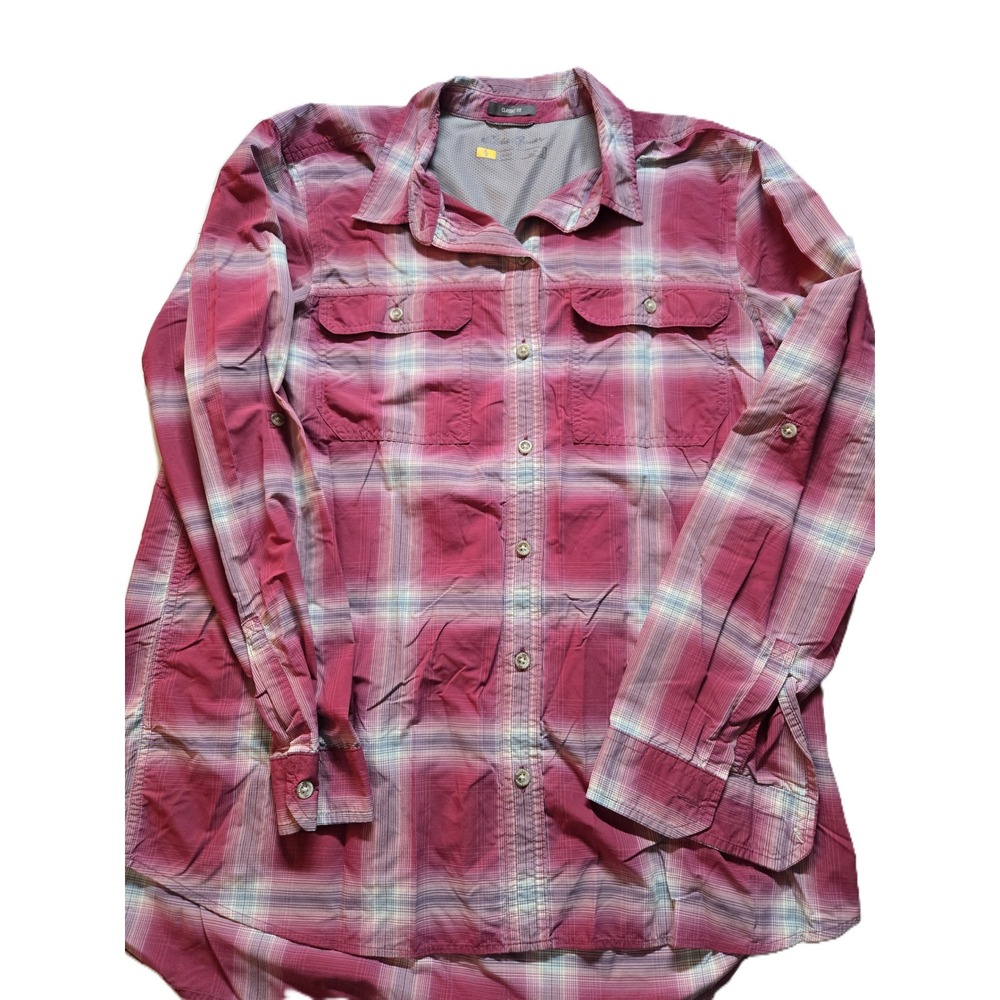 Eddie Bauer Women's Plaid Long Sleeve Button Up Shirt Classic Fit Travel Outdoor